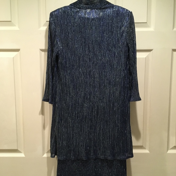 R&M Richards evening dress, blue and sliver - Picture 4 of 8